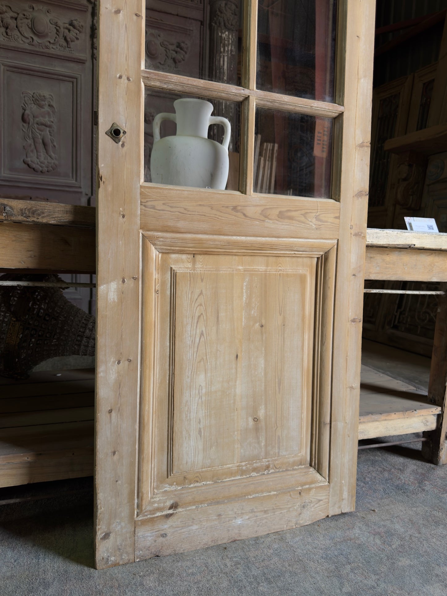 19th Century Antique Glass Single Door - 26.75x79.5 J490