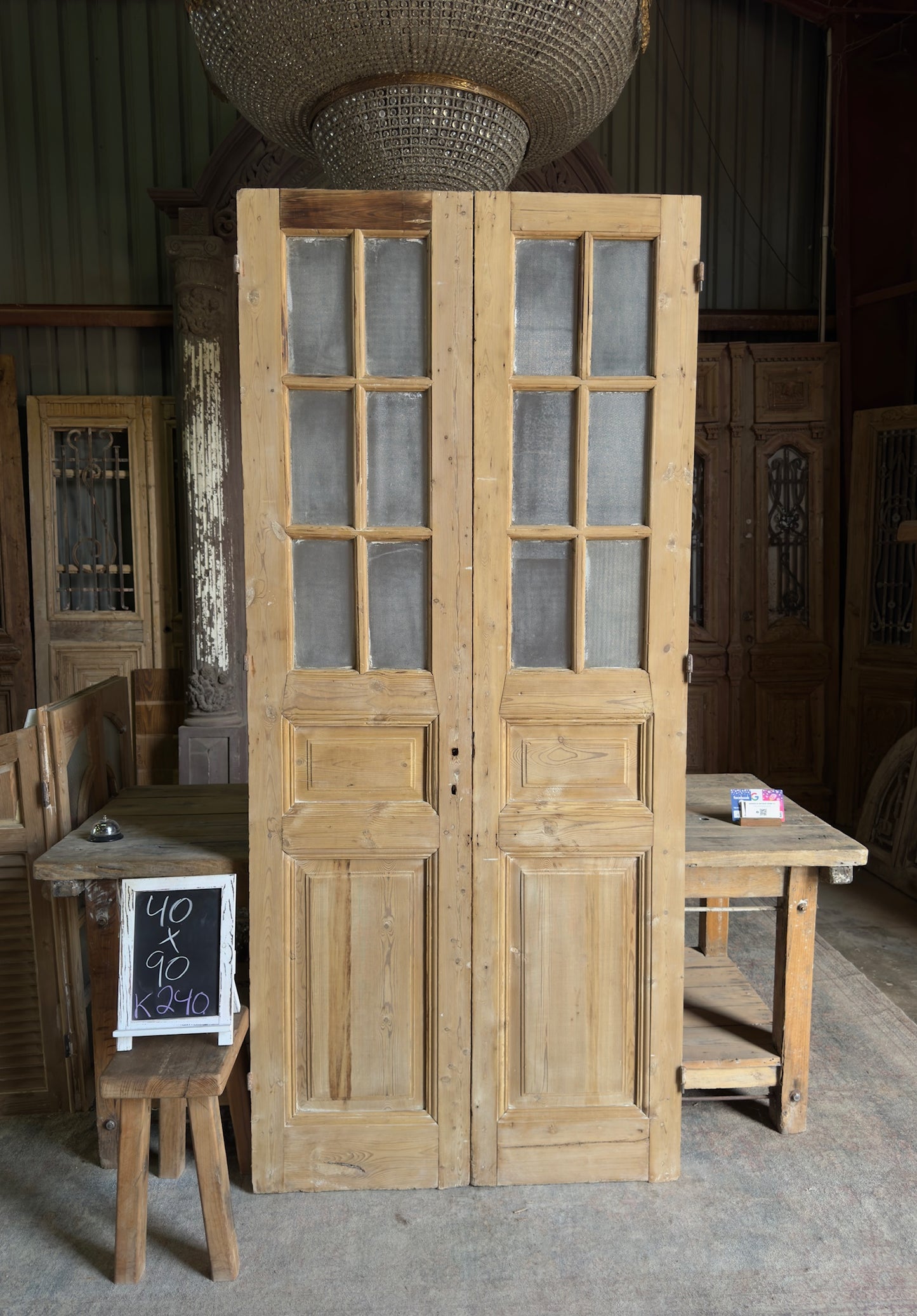 Classic Antique Glass French Doors - 40x90 K240