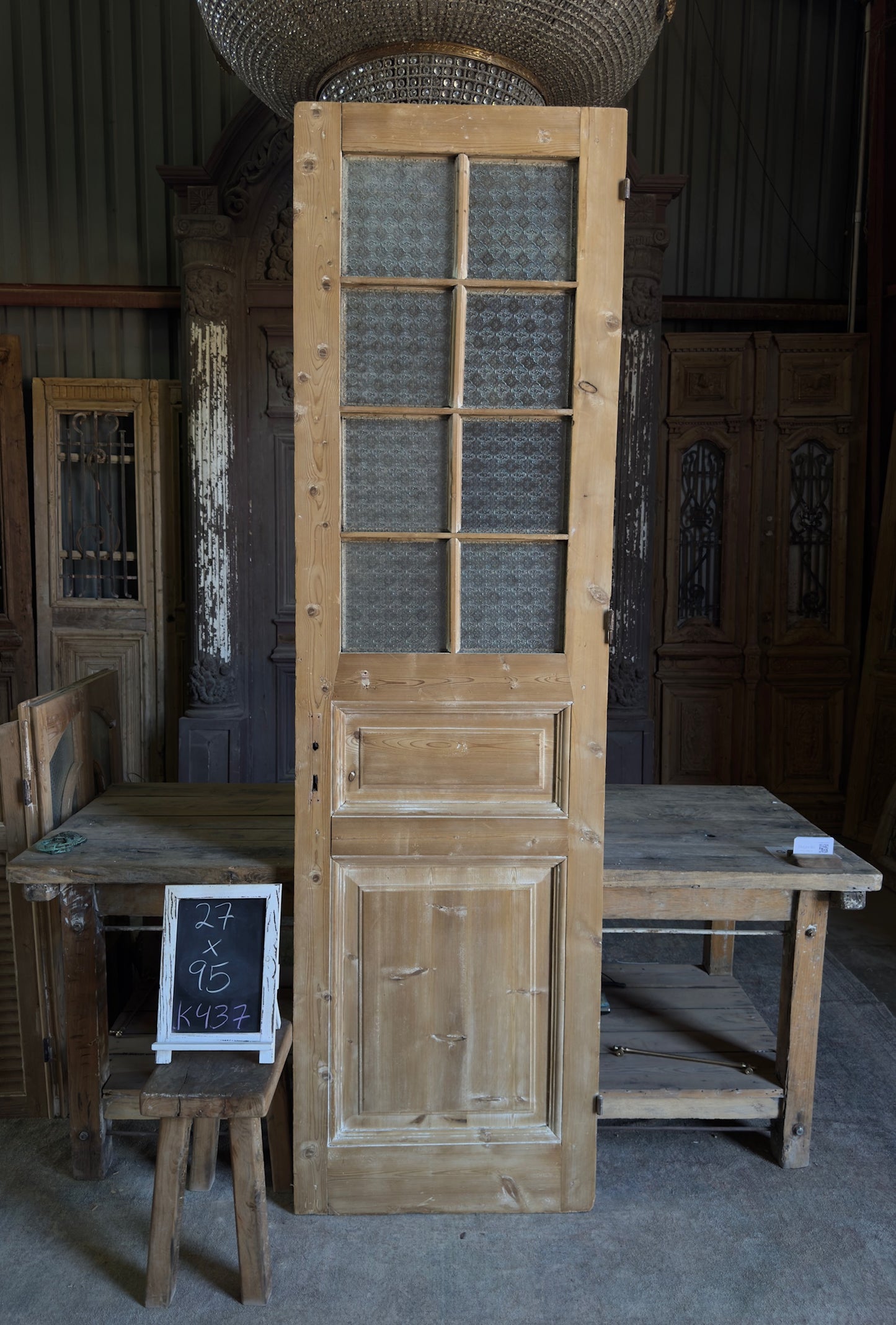 8 Lite Antique Glass Single Door - 27x95 K437