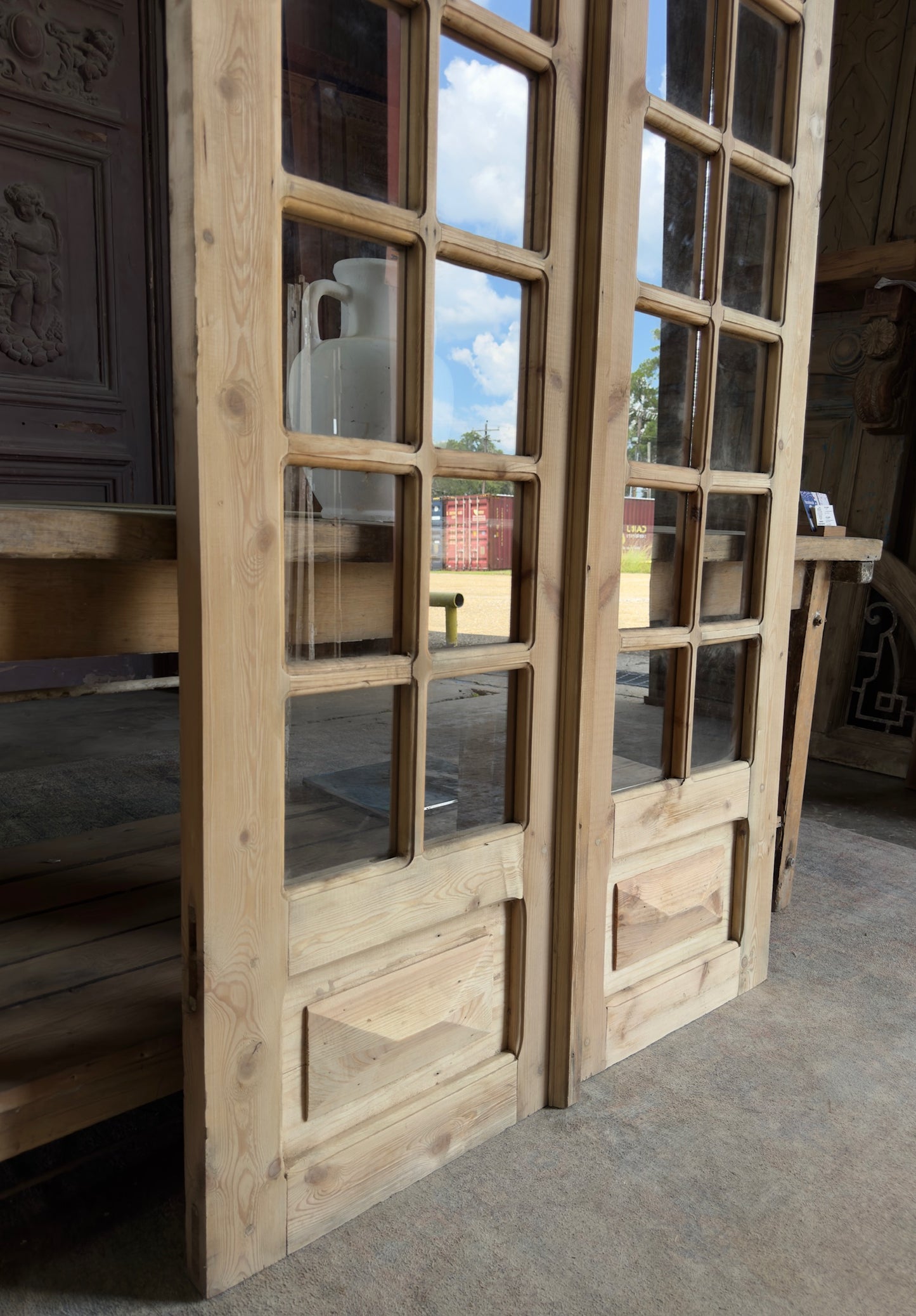Tall Arched Antique French Glass Doors - 43.25x104 K291