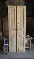 Raised Molding 3 Panel Antique Solid French Doors - 40x104 - L352