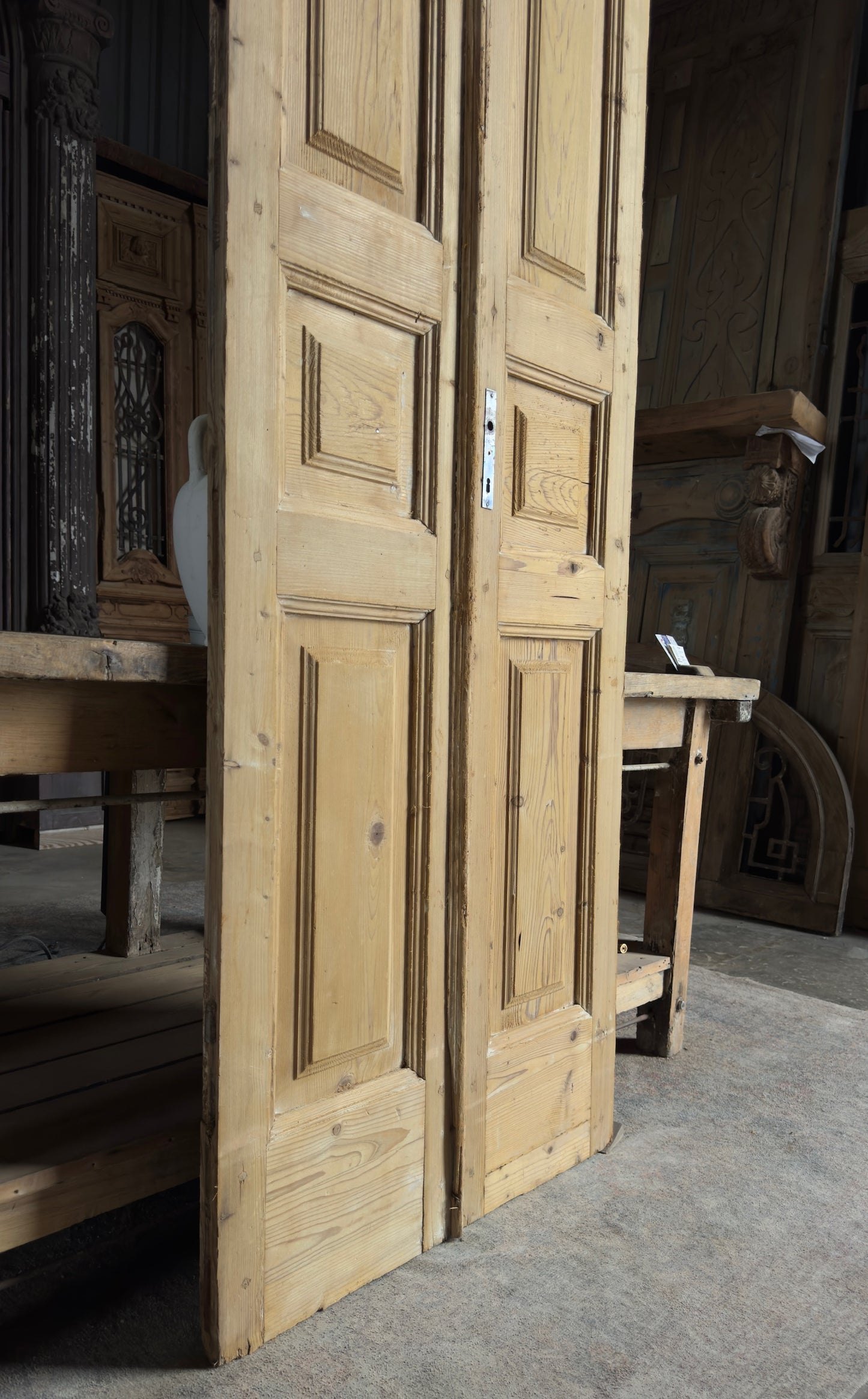 3 Panel Antique Solid French Doors - 30.5x108.5 K380