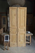 3 Panel Antique Solid French Doors - 39.5x94 K352