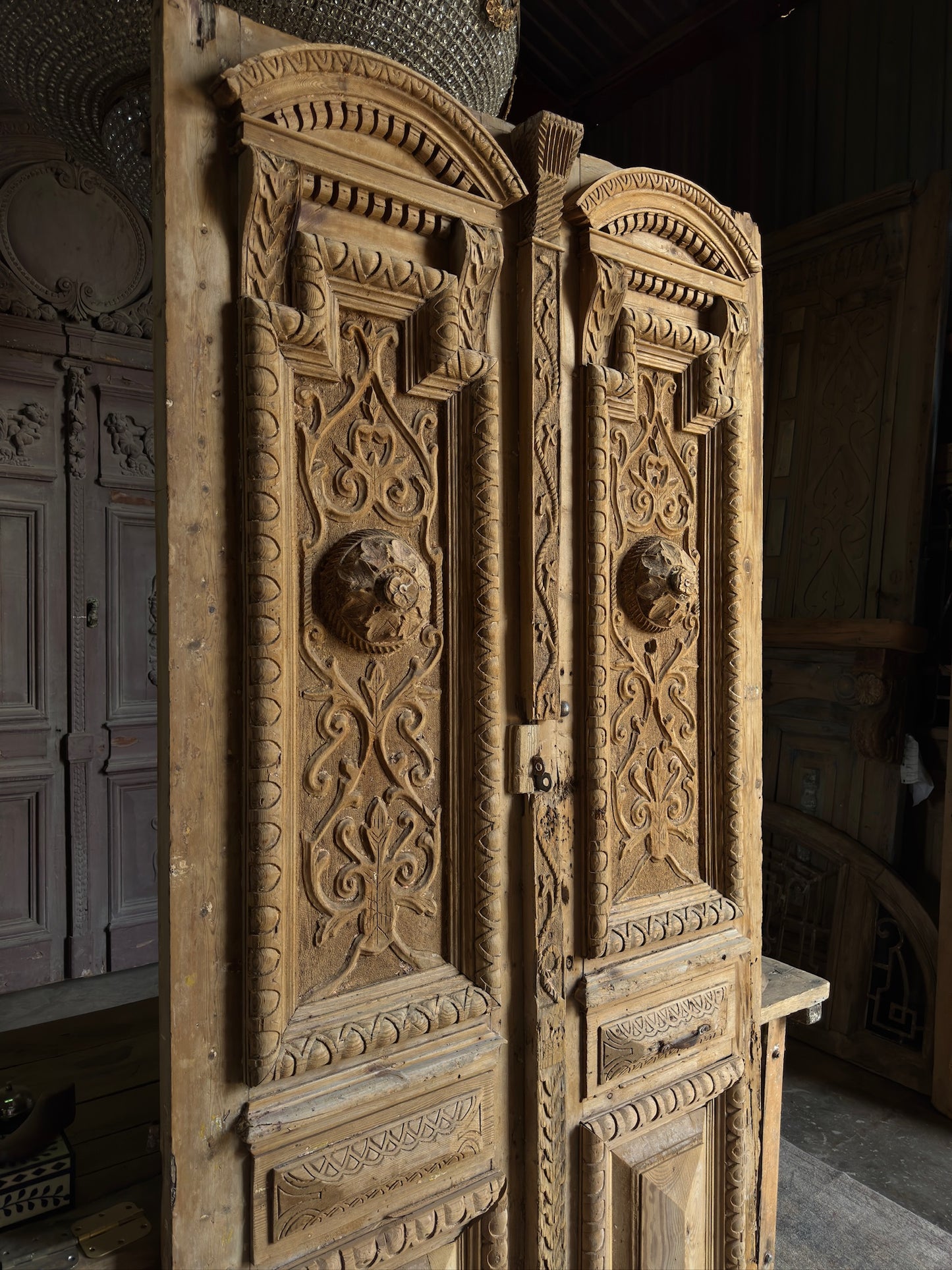 Antique Ornately Carved Doors 51x98 K41