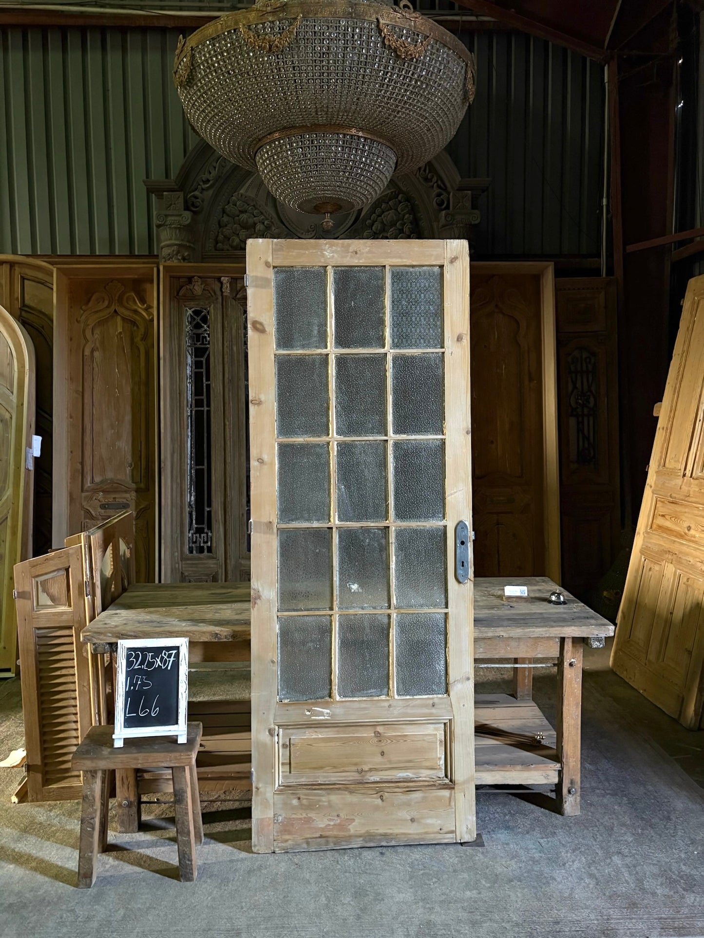 15 Lite Antique Glass Single Door - 32.25x87 - L66