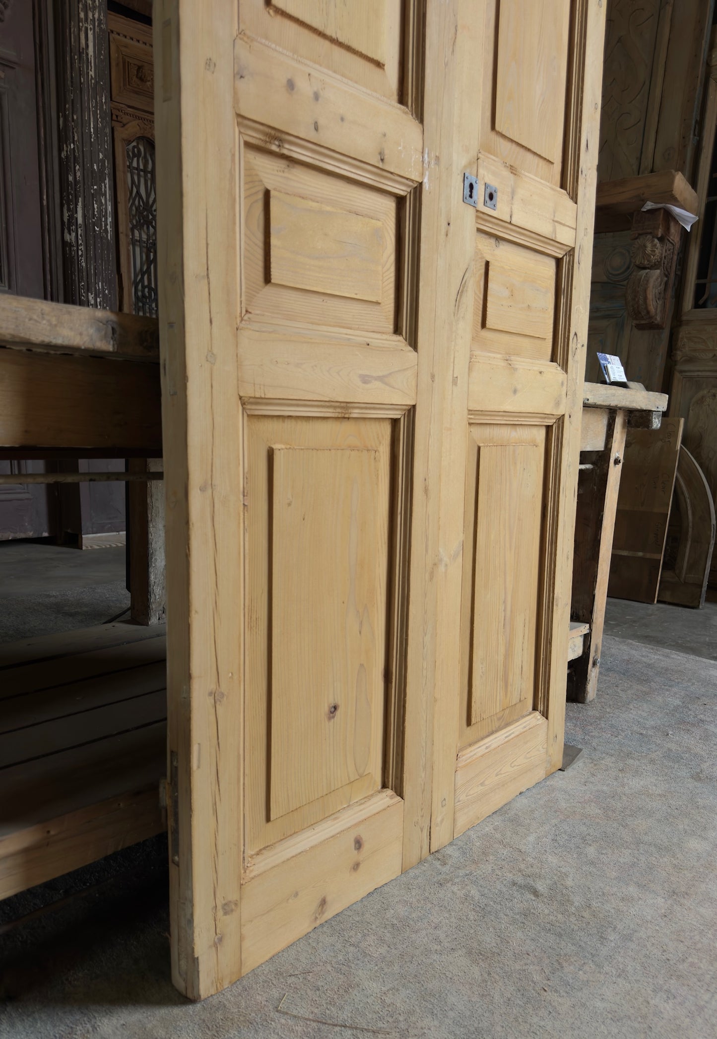 3 Panel Antique Solid French Doors - 35.25x93 K336