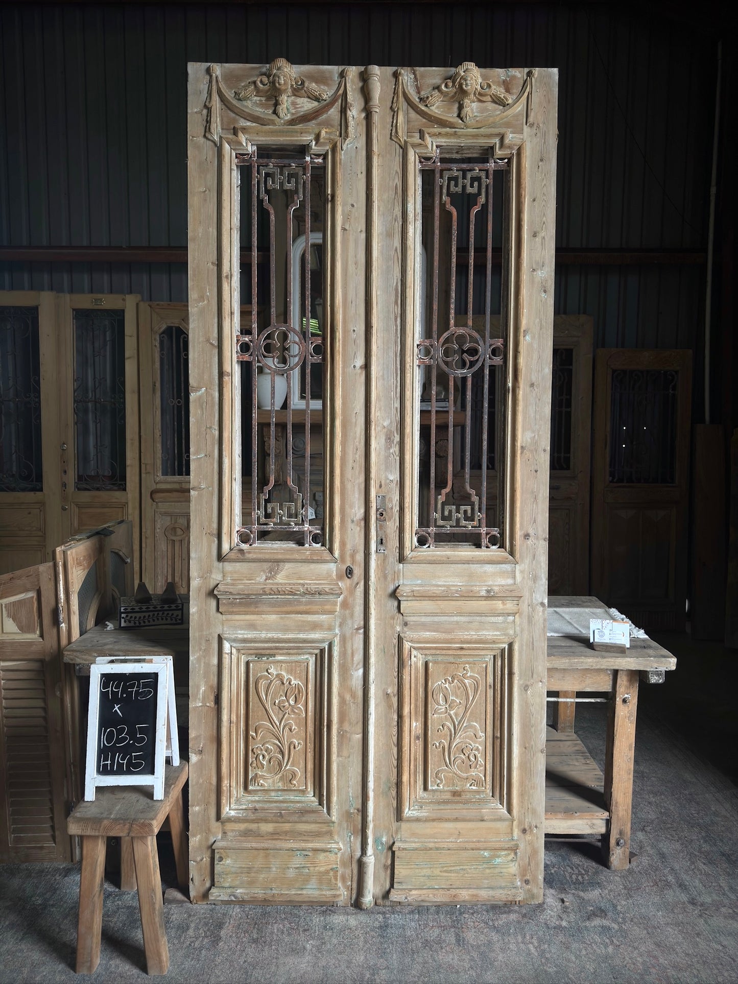 Classic Antique French Face Iron Doors - 44.75x103.5 H145