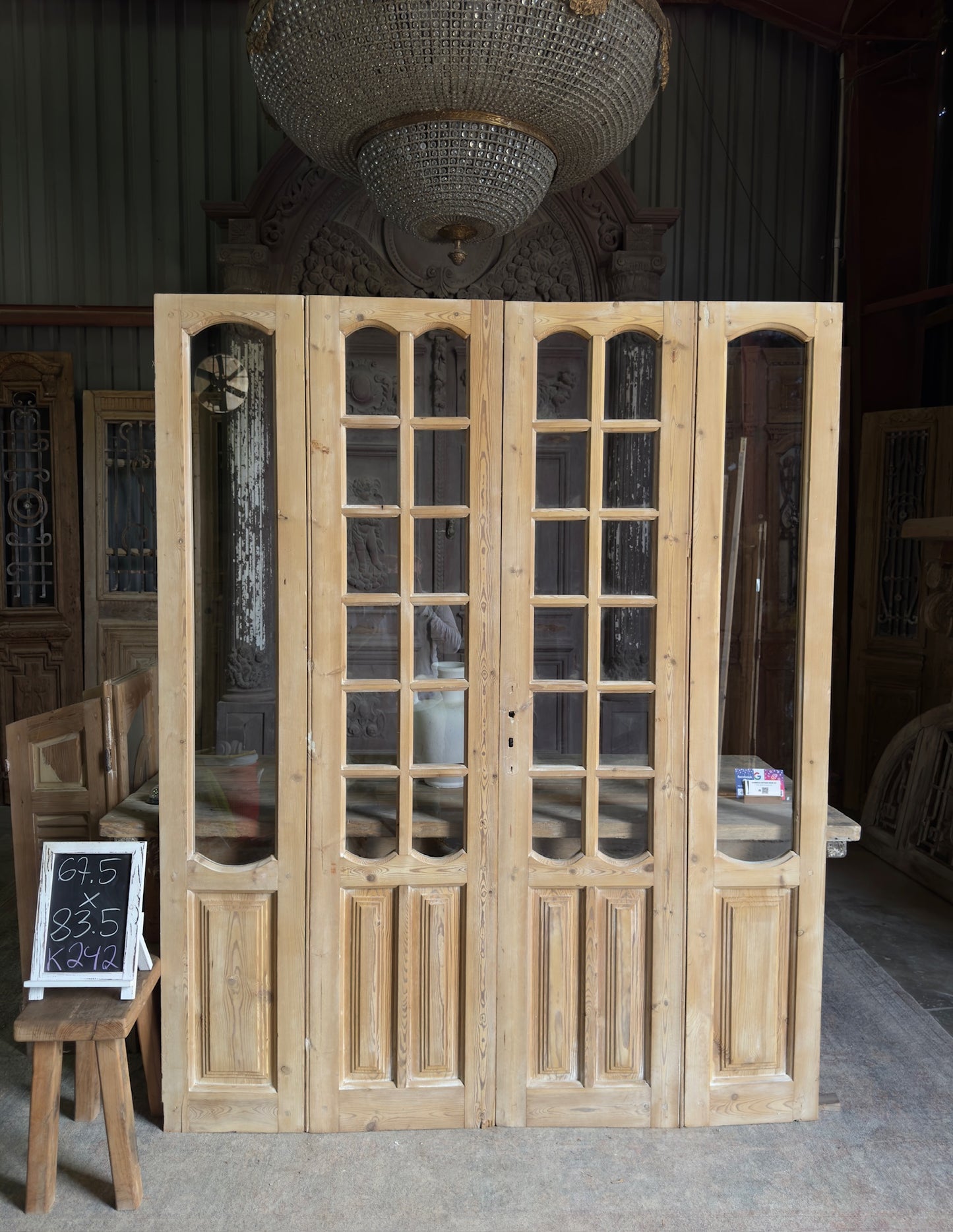 French Provincial Antique Bi-Fold Glass Doors - 67.5x83.5 K242