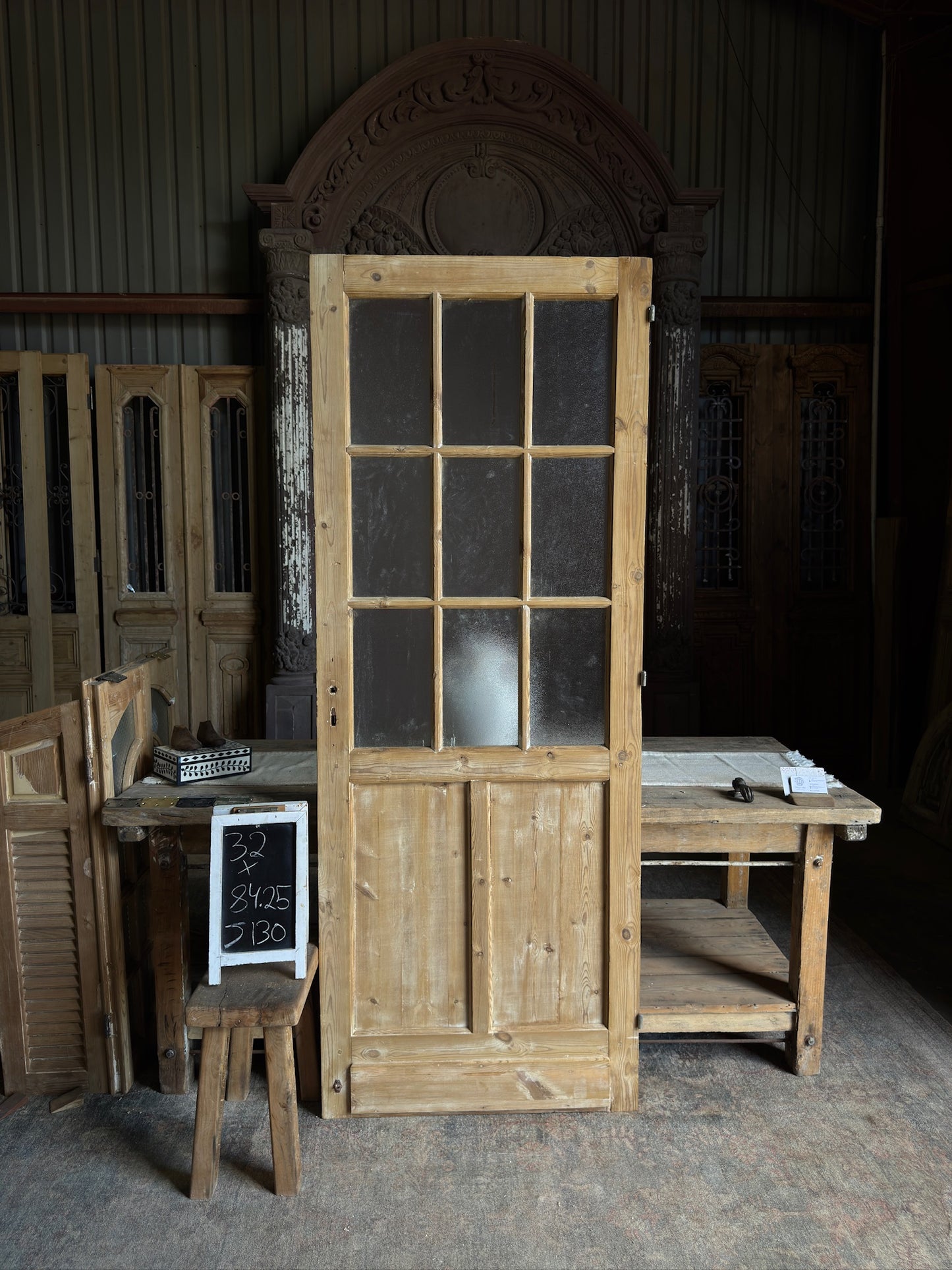9 Light Single Antique Glass Door - 32x84.25 J130