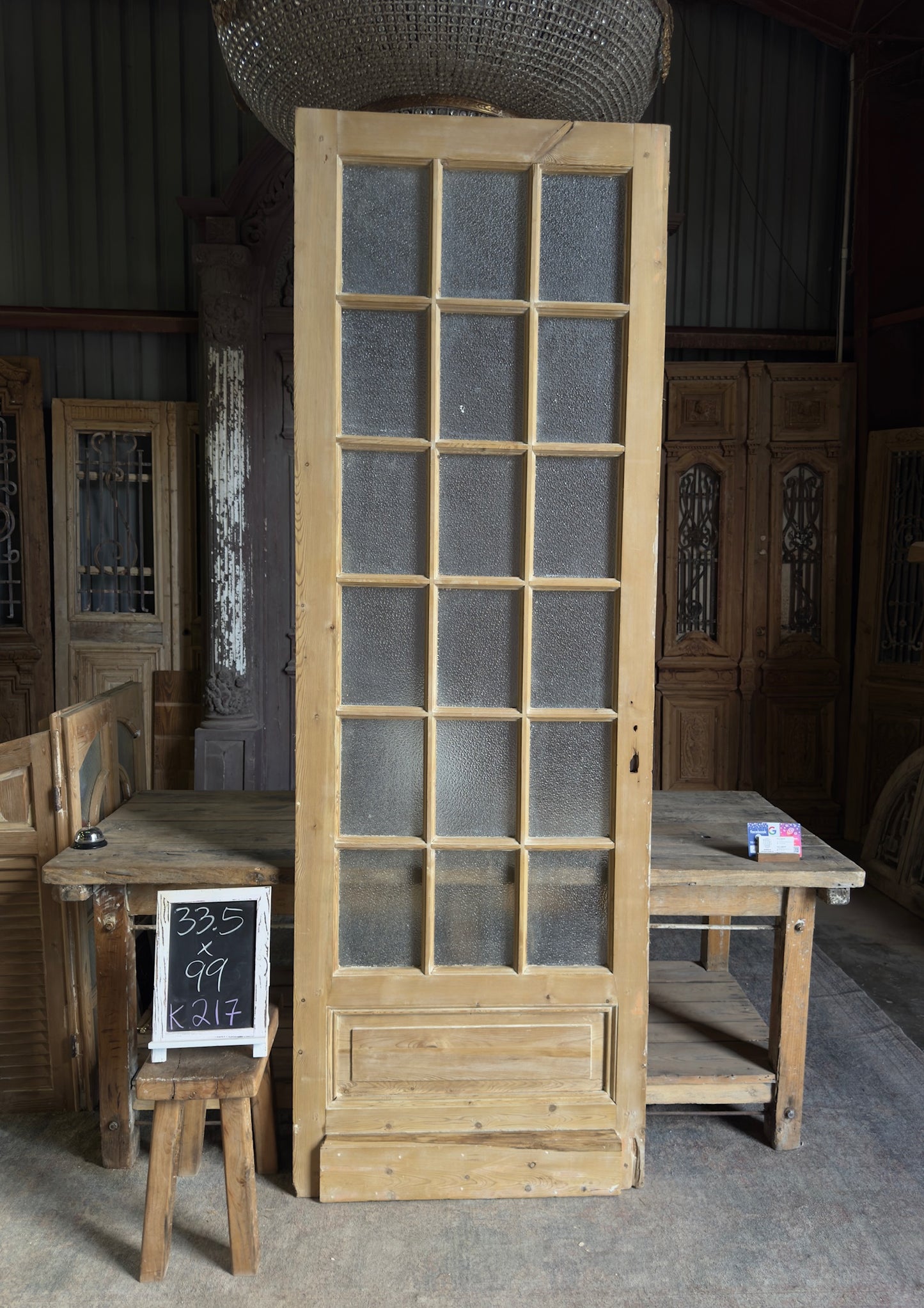 18 Lite Antique Glass Single Door - 33.5x99 K217