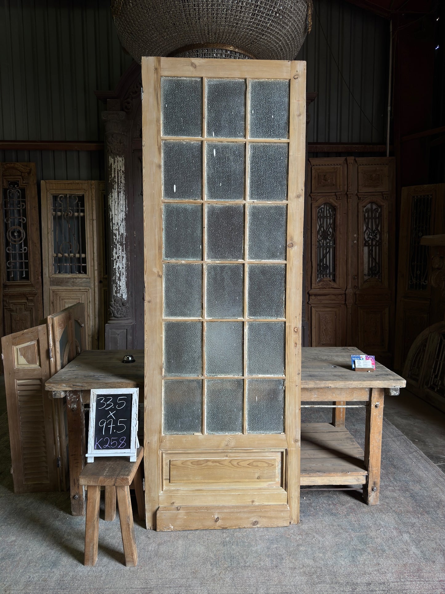 18 Lite Antique Glass Single Door - 33.5x97.5 K285