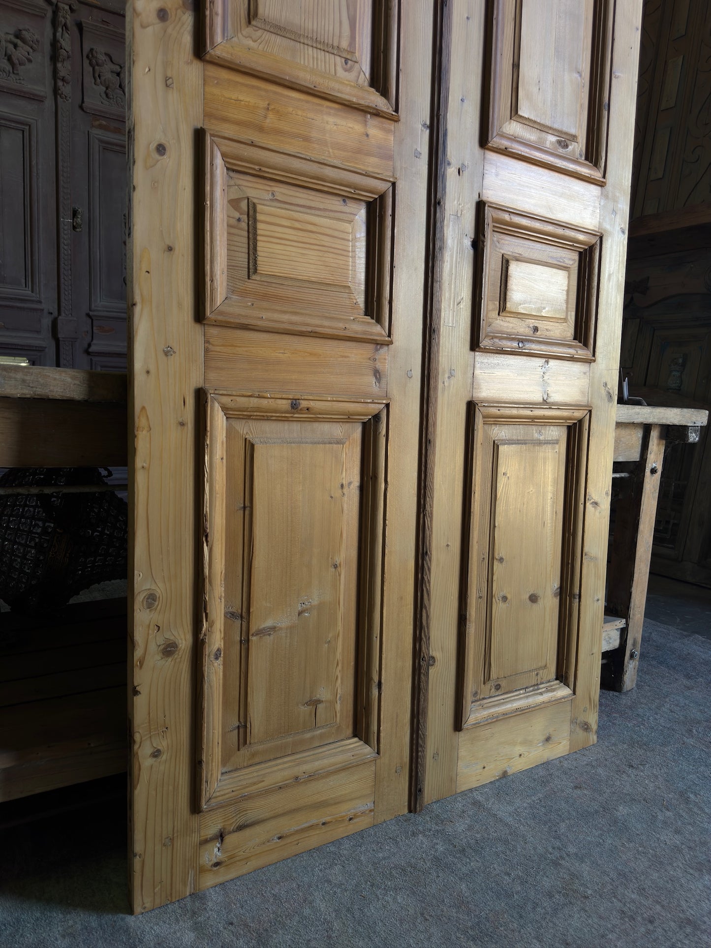 Waxed 3 Panel Antique French Doors - 41.5x96 K36