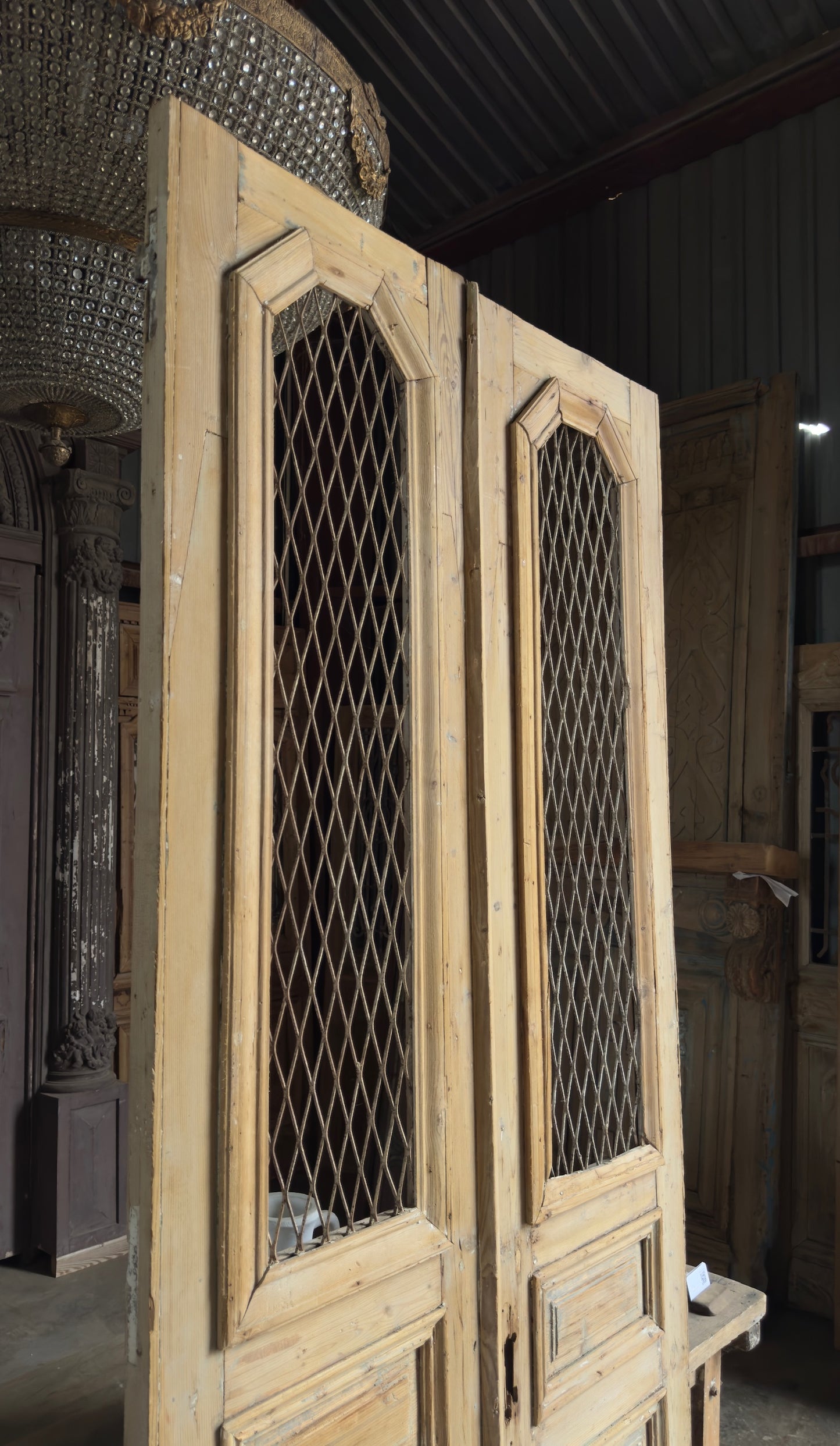 Classy Antique Iron French Doors - 44x102 K464