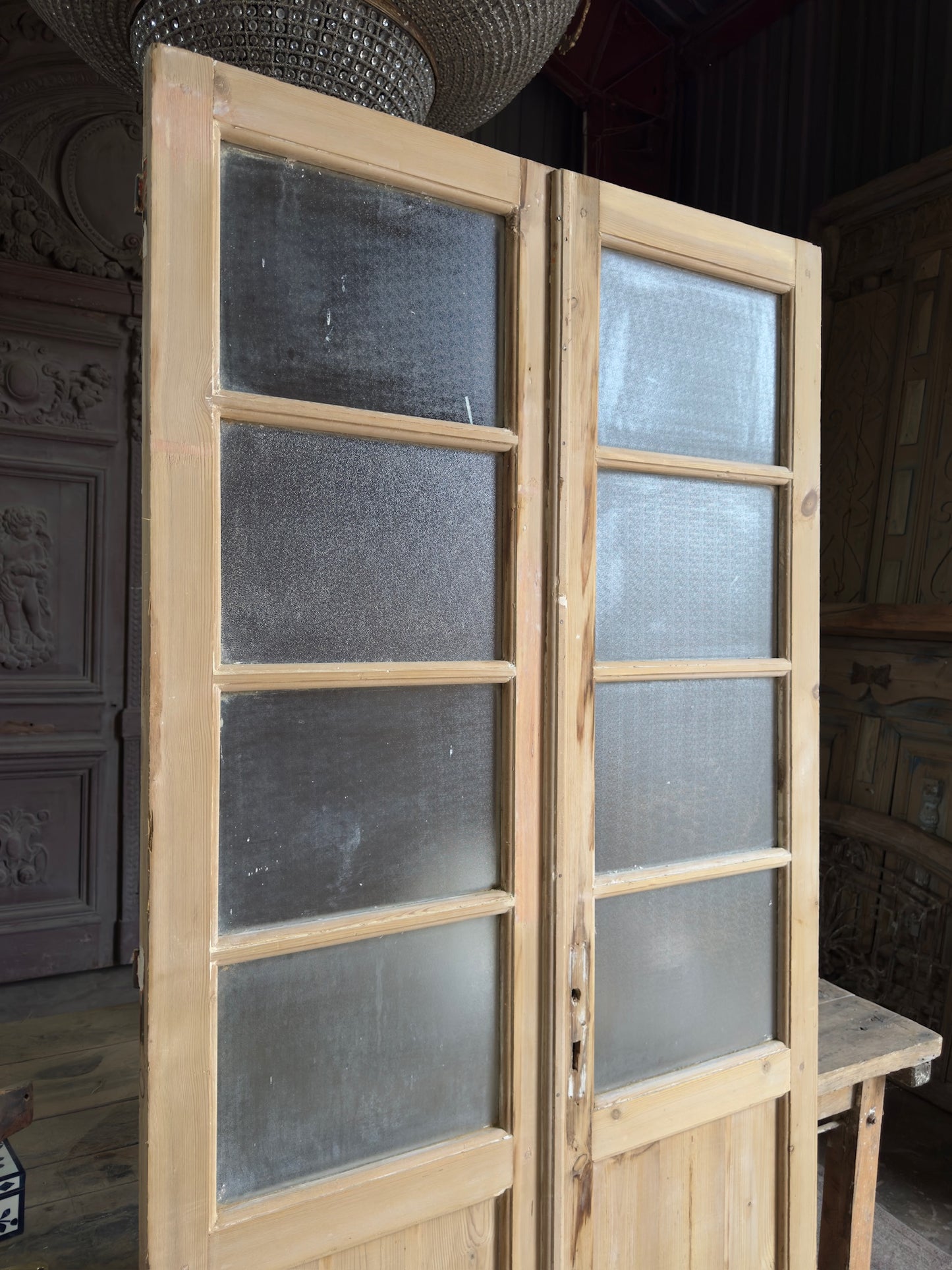 8 Lite European Antique Glass French Doors - 43.75x87 K119