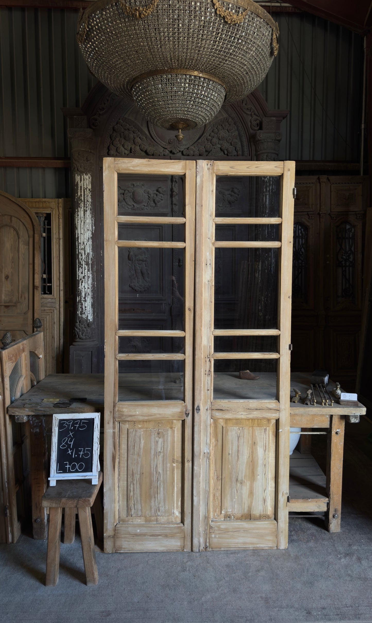 Antique Glass 5 Lite French Doors - 39.75x84 - L700