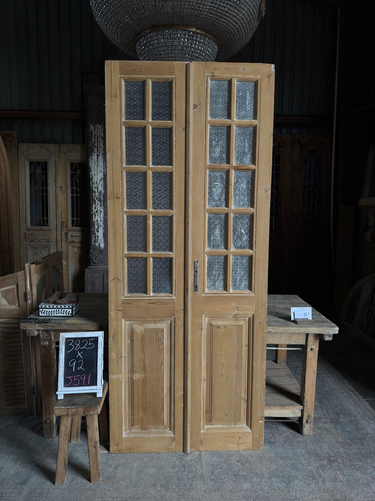 10 Lite Antique Glass French Doors - 38.25x92 J591