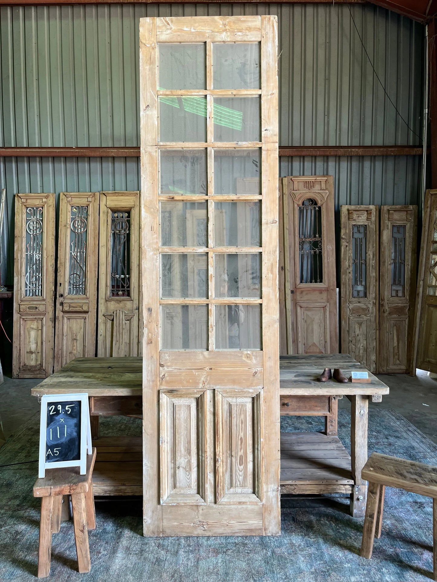 Tall Antique Glass Panel Door 29.5x111 A5 Magnolia Antique Door Co.
