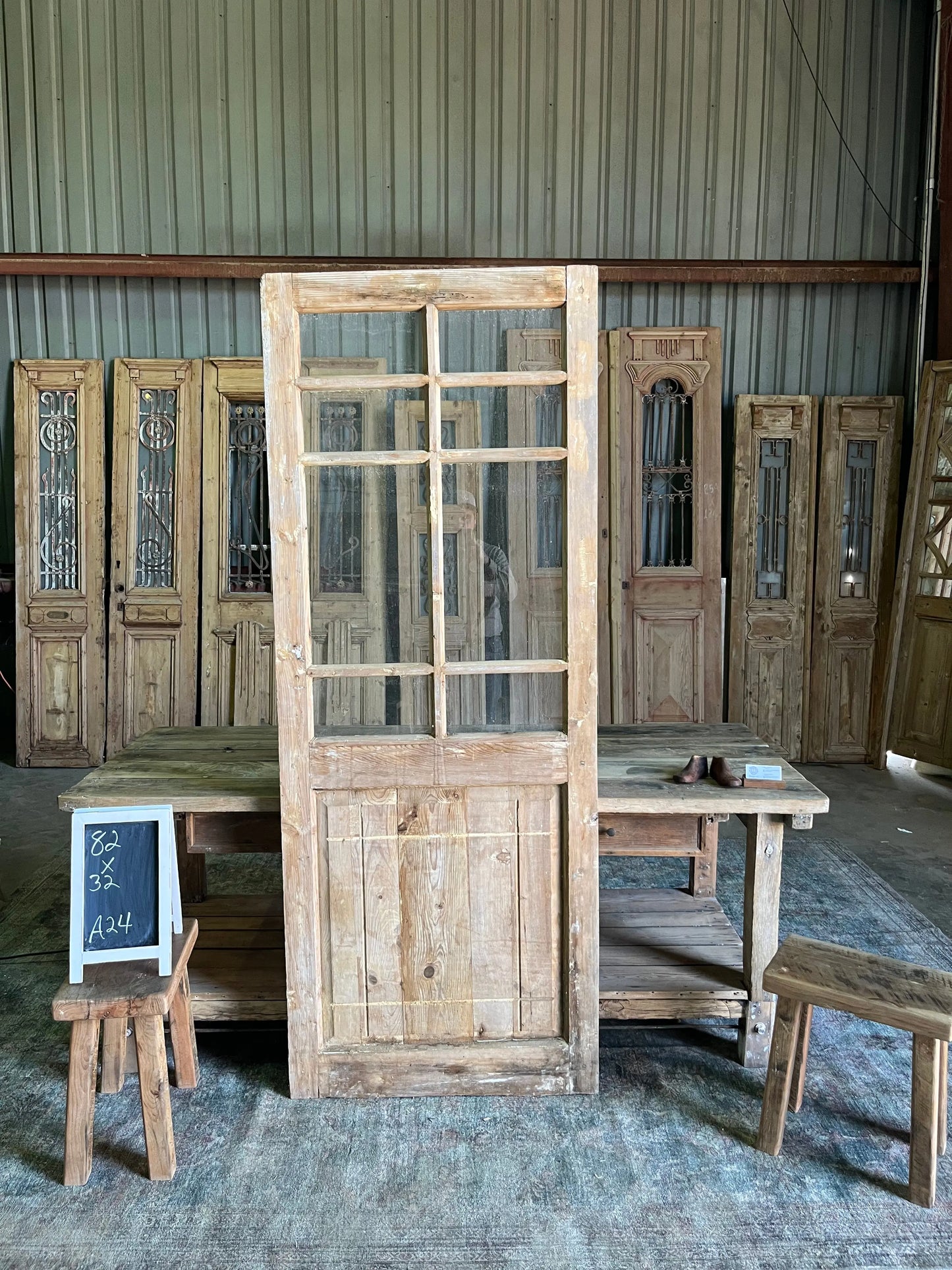 Antique Glass Panel Door - 82x32 A24 Magnolia Antique Door Co.