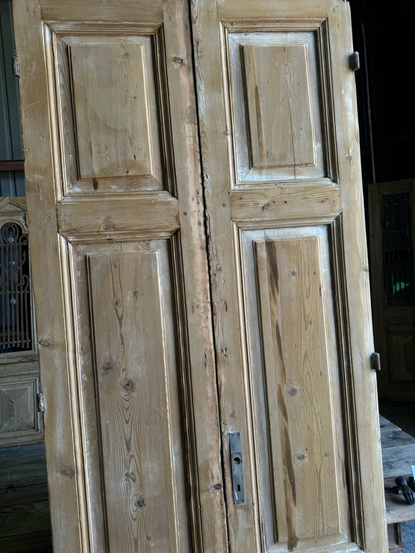 Antique 3 Panel Solid French Doors - 38x93.25 E69 - Magnolia Antique Door Co.