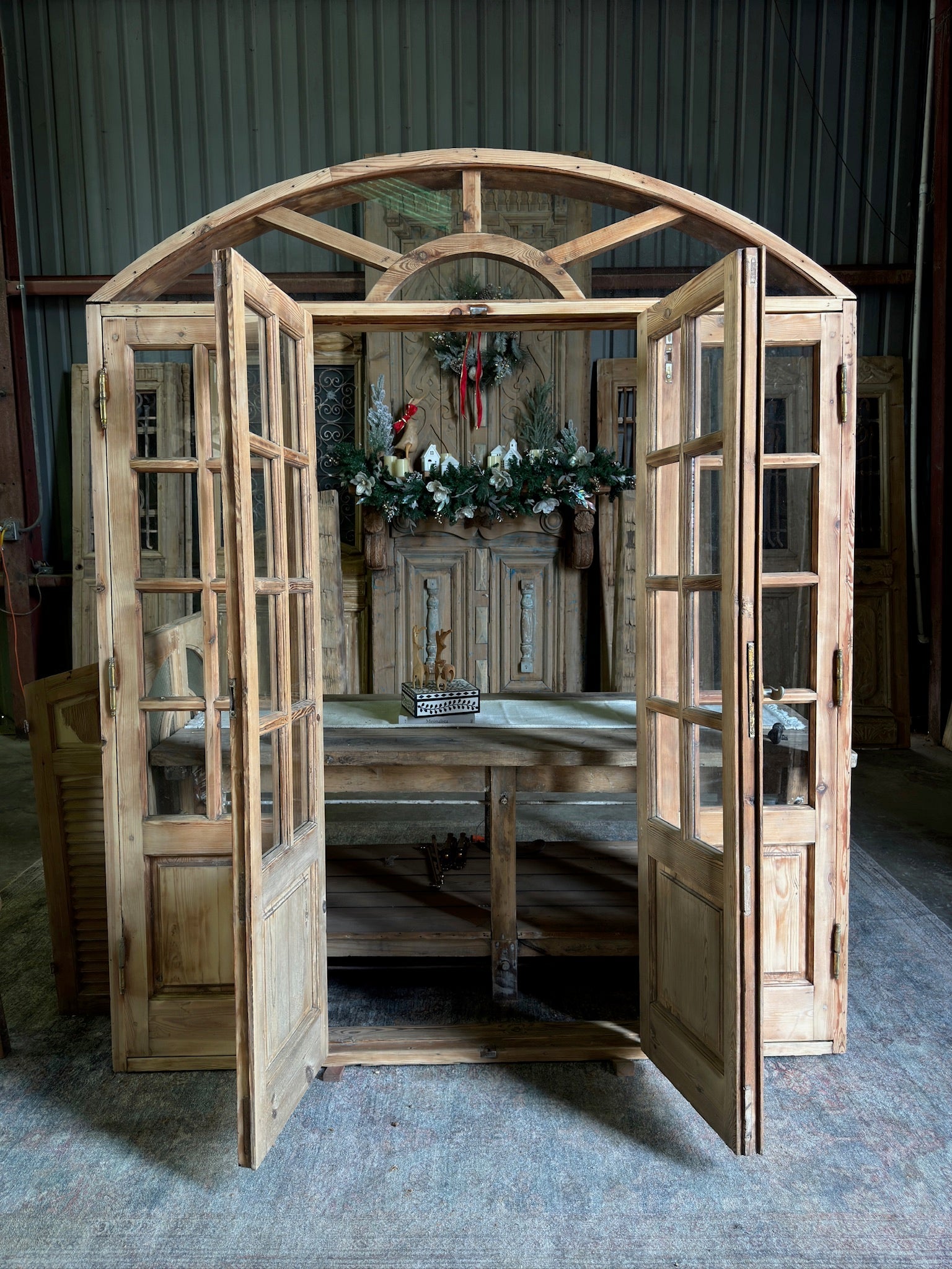 Antique French Bifold Arched Door Unit - 77x93.25 F113 - Magnolia Antique Door Co.
