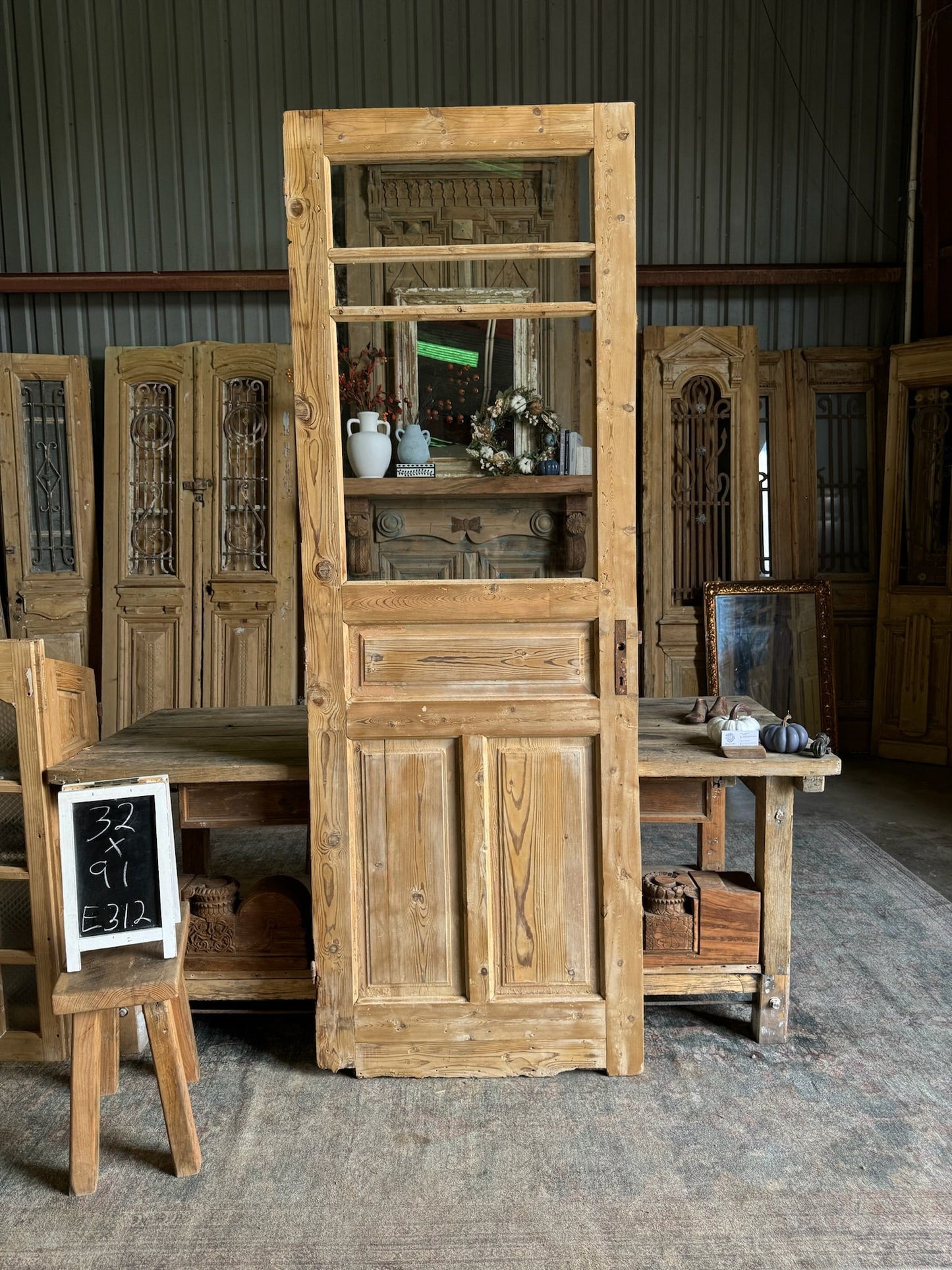 Antique Glass Single Door - 32x91 E312 - Magnolia Antique Door Co.
