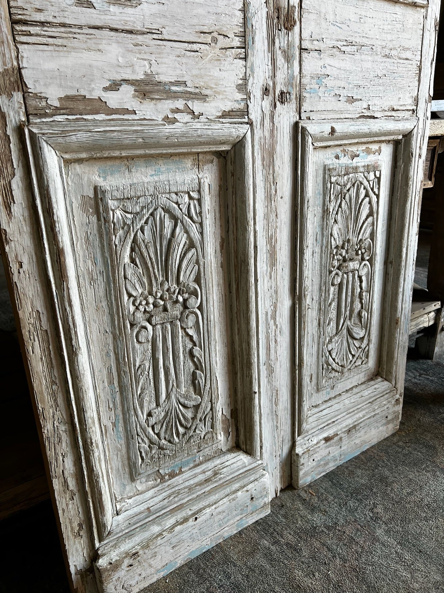 Antique Hand Carved Iron French Doors - 36x96 C24 - Magnolia Antique Door Co.