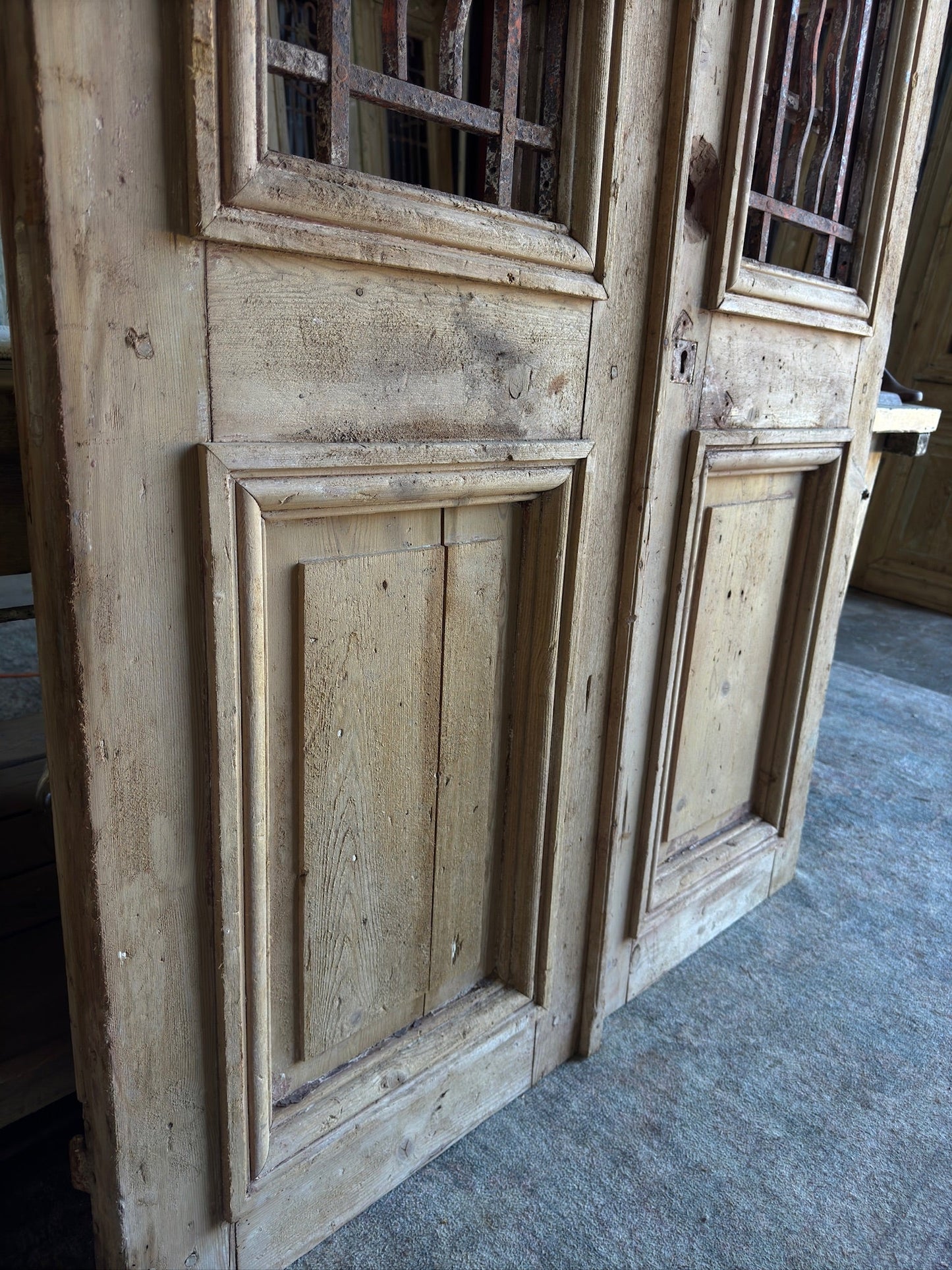 Antique Iron French Doors - 46.75x93 F5 - Magnolia Antique Door Co.