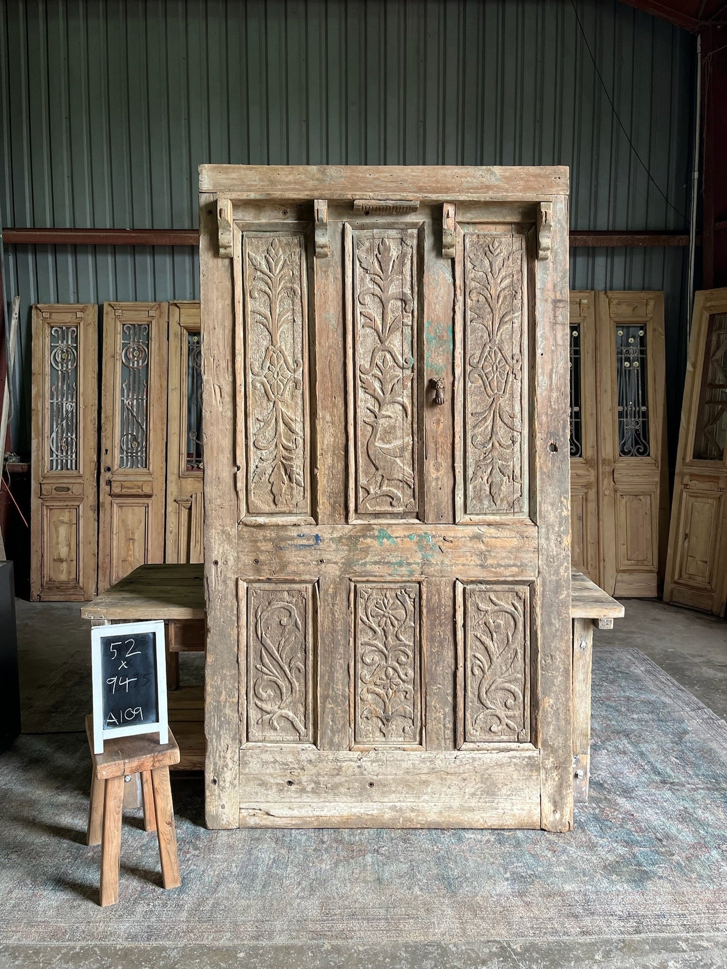 Antique Moroccan Hand Carved Door - 52x94 A109 - Magnolia Antique Door Co.