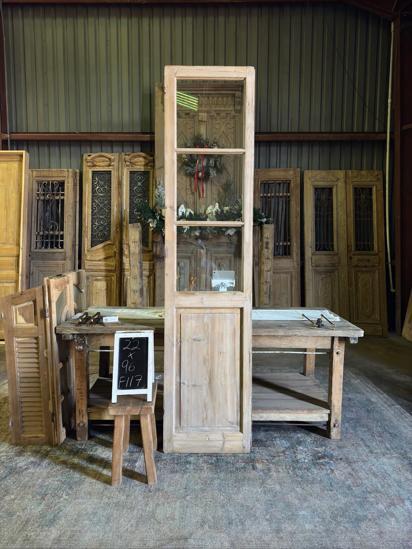 Antique Single Glass Door - 22x96 F117 - Magnolia Antique Door Co.
