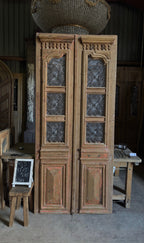 Antique Carved 6 Lite French Doors - 43.5x97.75 - L561