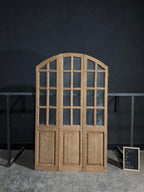 Antique Obscured Glass Arched Tri-Fold Doors - 54.5x90 - N144