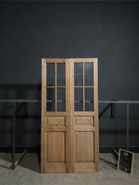 Handcrafted Glass 4 Lite French Doors - 48x96 - N725