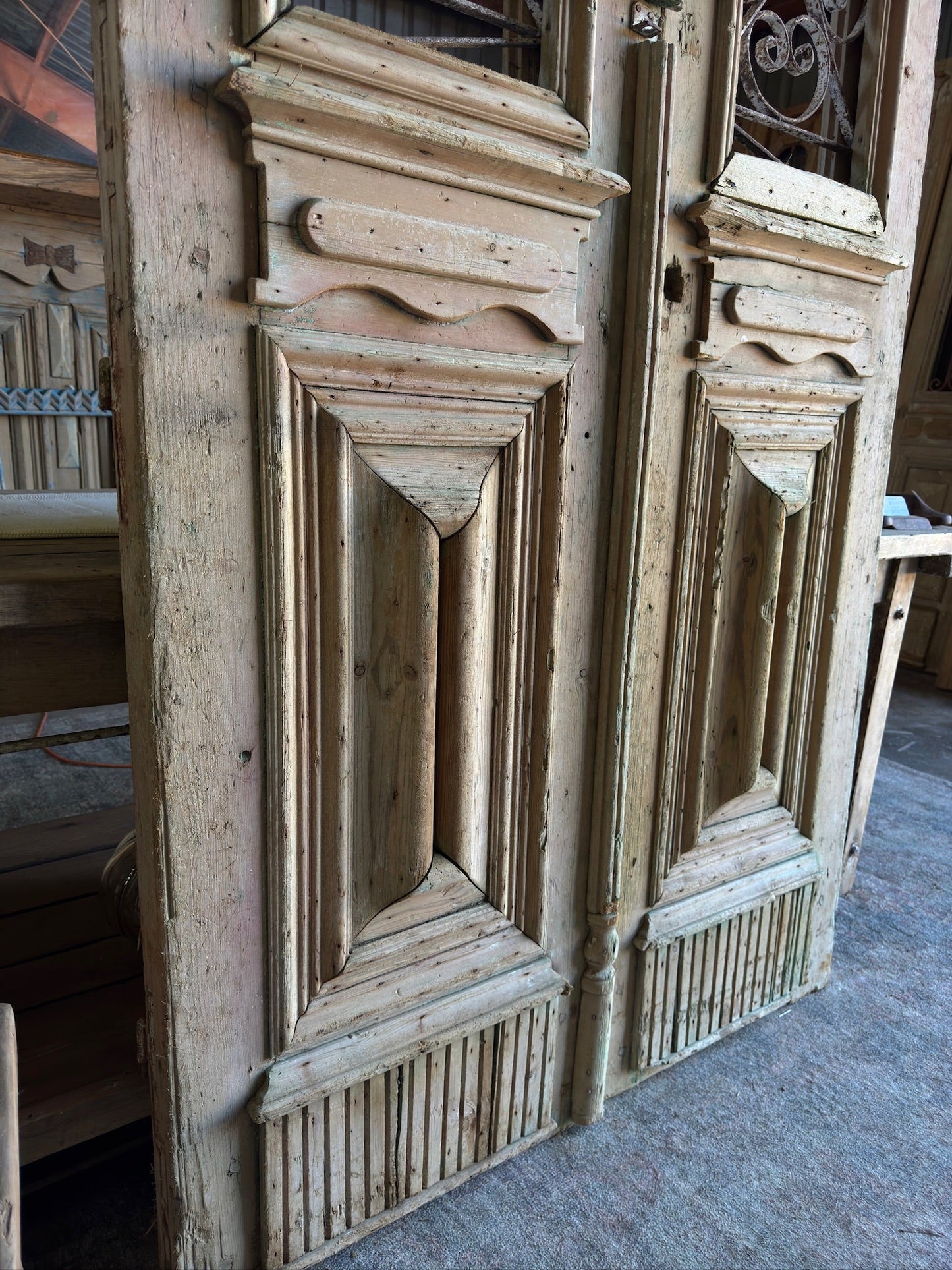 Elegant Antique Iron French Doors - 45x97 F6 - Magnolia Antique Door Co.