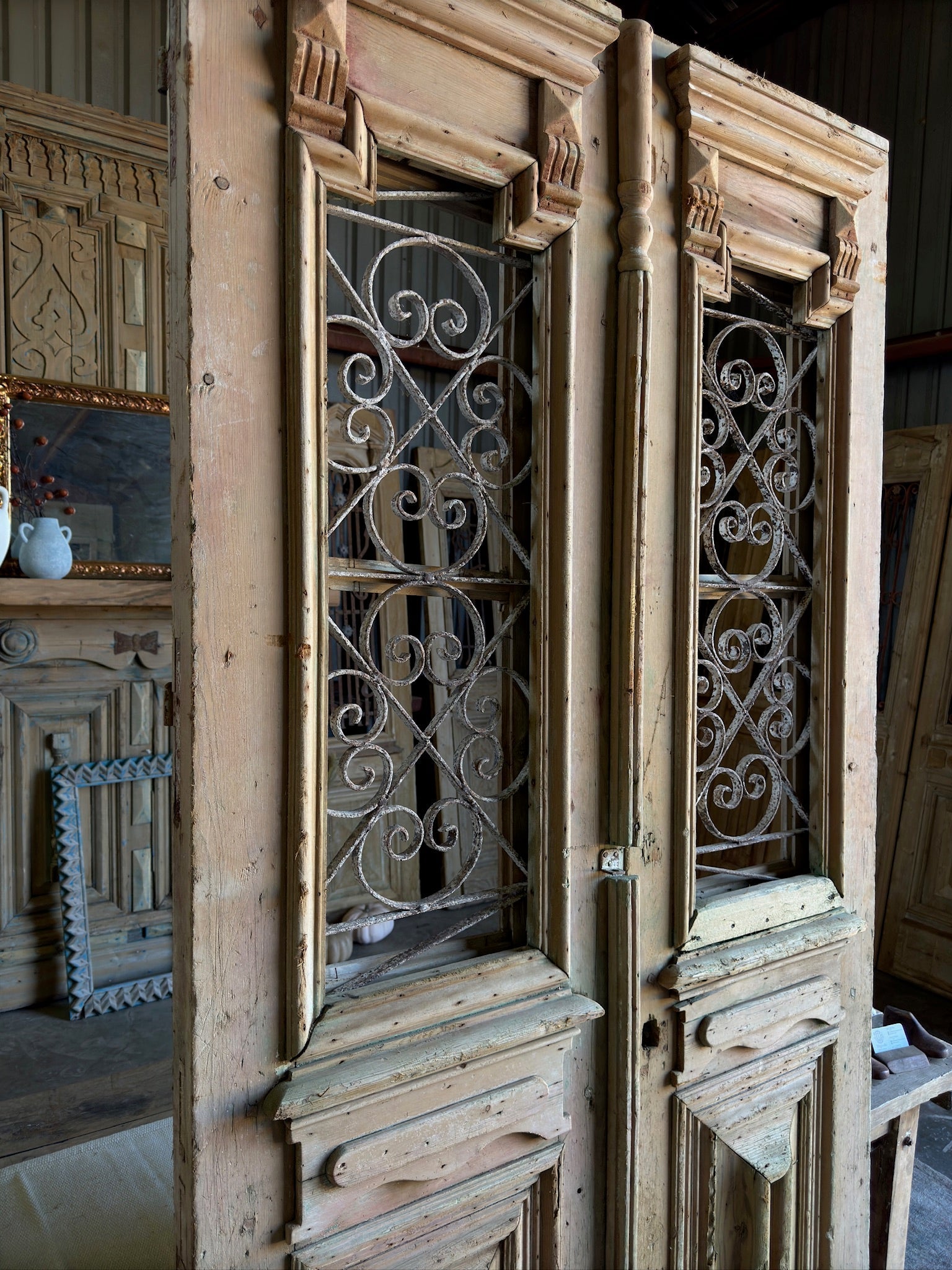 Elegant Antique Iron French Doors - 45x97 F6 - Magnolia Antique Door Co.