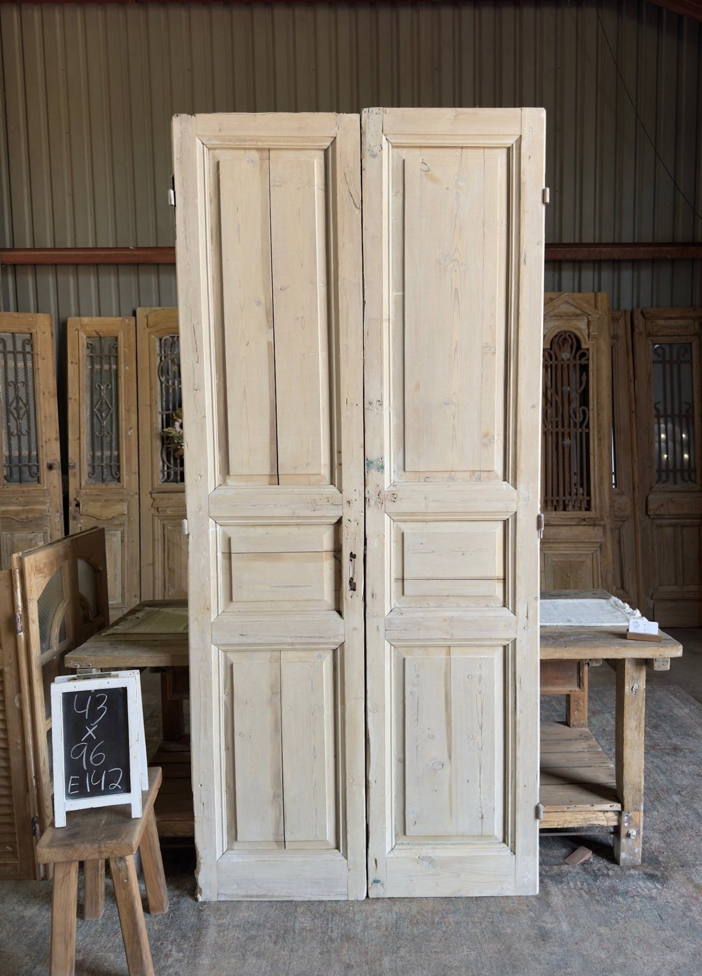 Elegant Raised Molding French Doors - 43x96 E142 - Magnolia Antique Door Co.