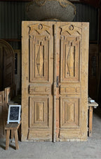 Antique Carved 2 Panel Double Doors - 56.5x100.25 - L528