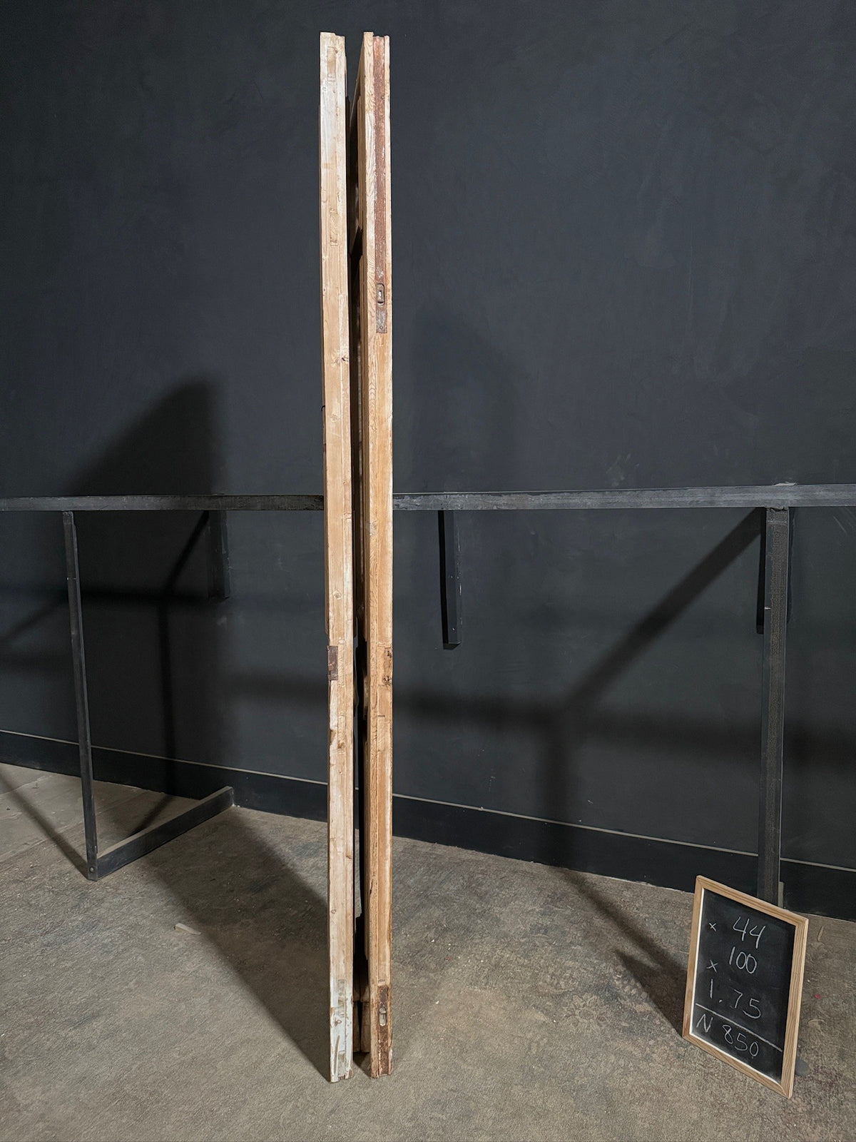 Antique Scrolled Iron Textured Glass Double Doors - 44x100 - N850