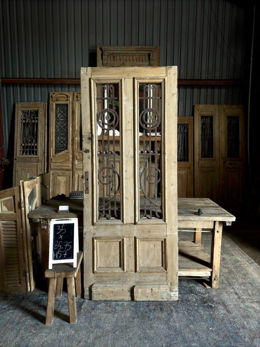 Single Iron Antique Front Door - 35x85.75 H57 - Magnolia Antique Door Co.