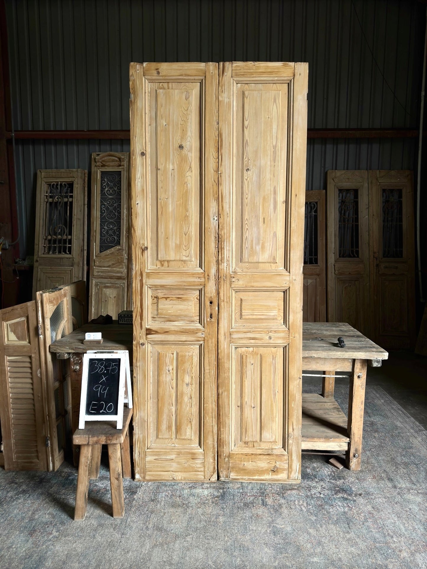 Solid French Antique Doors - 38.75x94 E20 - Magnolia Antique Door Co.