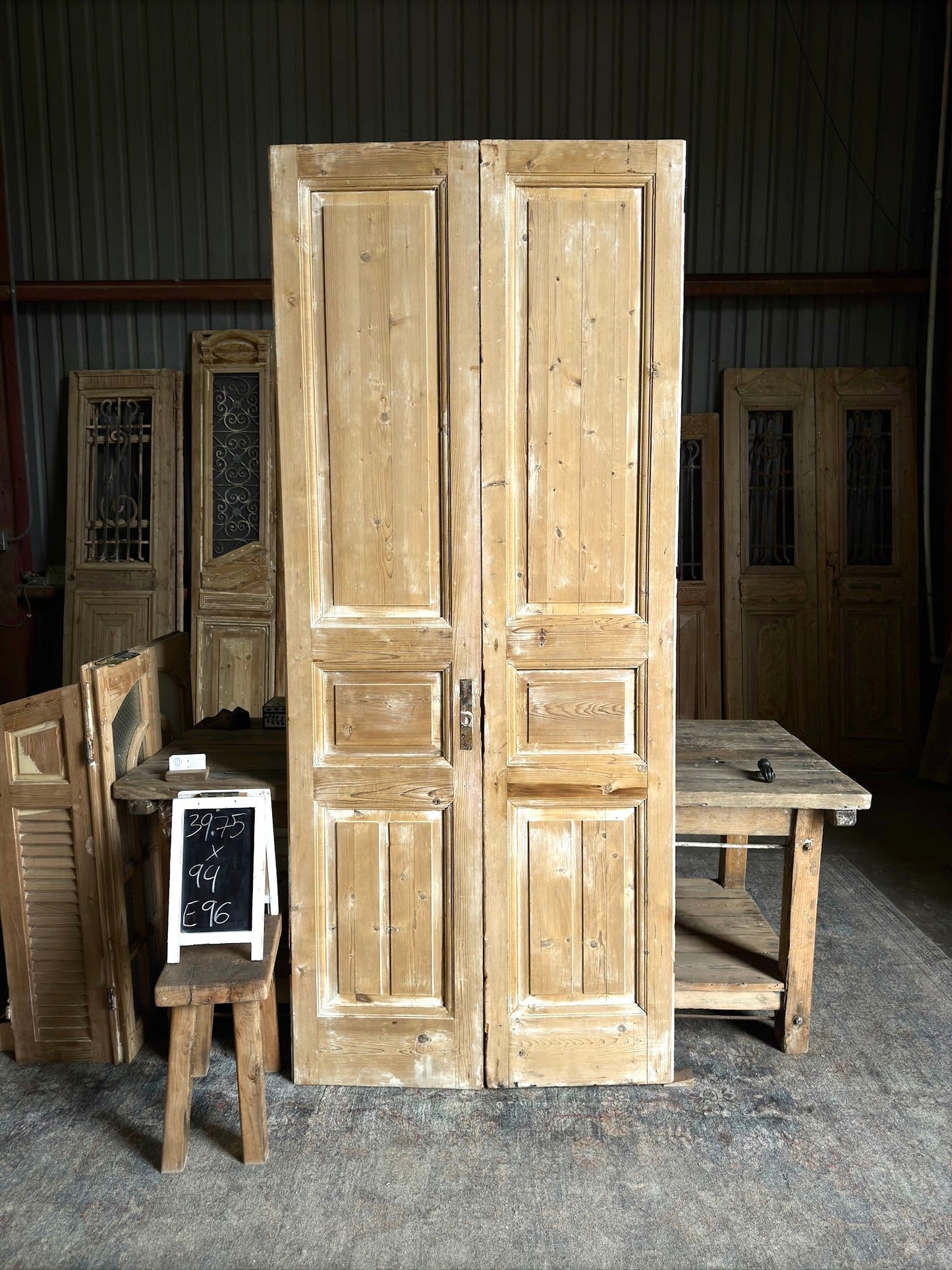 Solid French Antique Doors - 39.75x94 E96 - Magnolia Antique Door Co.