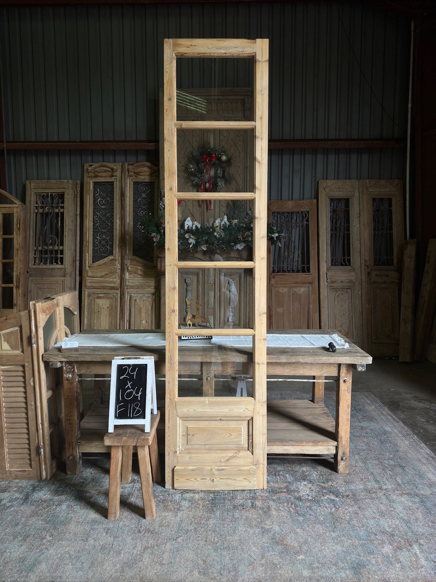 Tall Antique Single Glass Door - 24x104 F118 - Magnolia Antique Door Co.