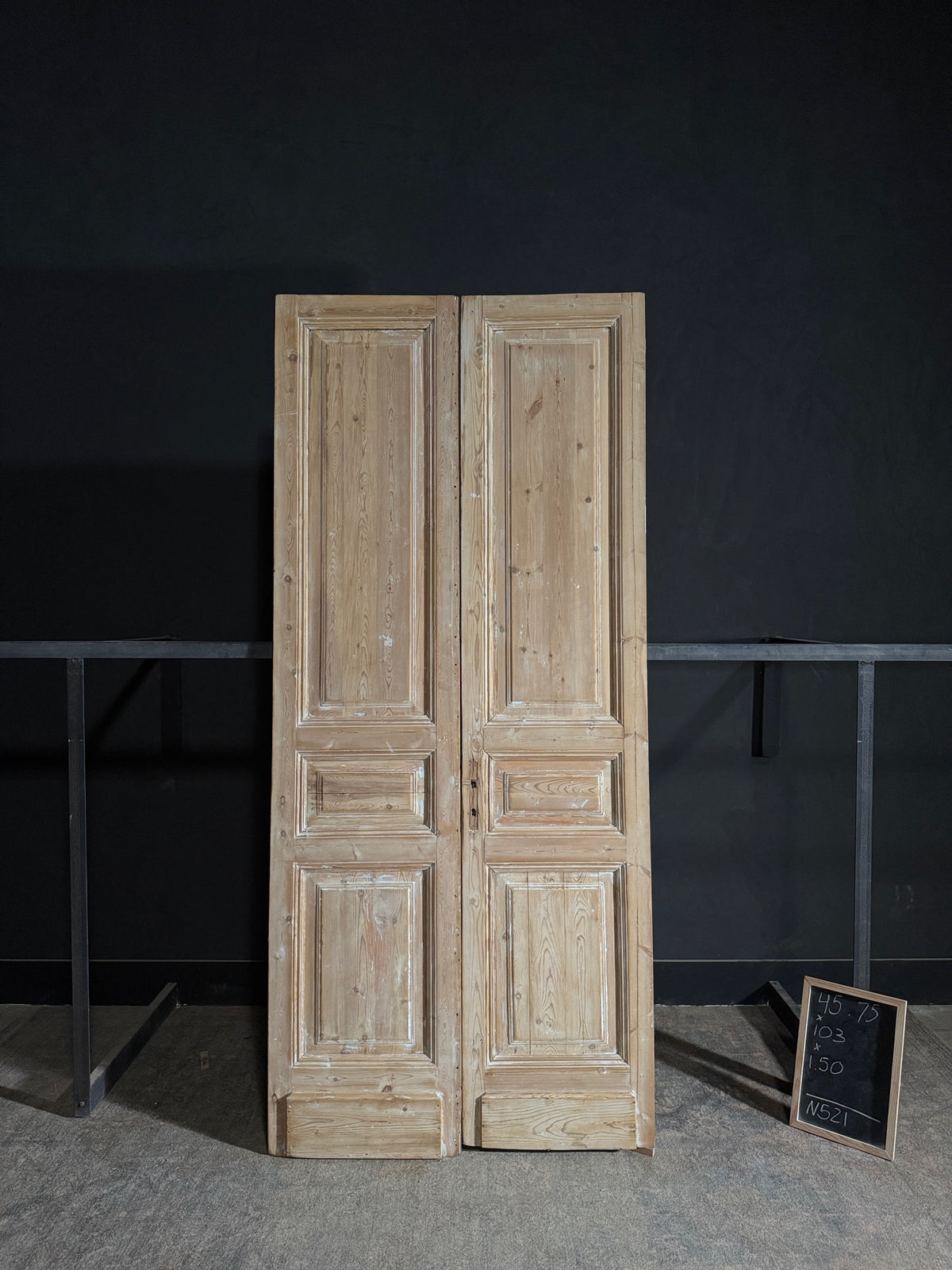 Antique 3 Panel Solid Double Doors - 45.75x103 - N521