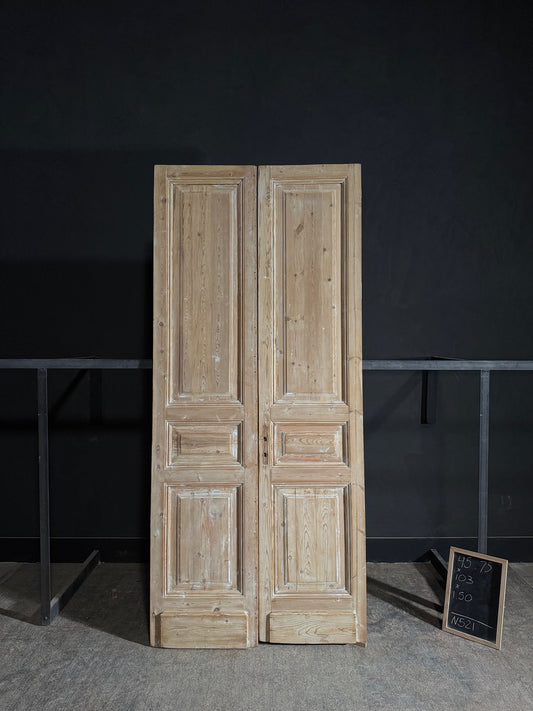 Antique 3 Panel Solid Double Doors - 45.75x103 - N521