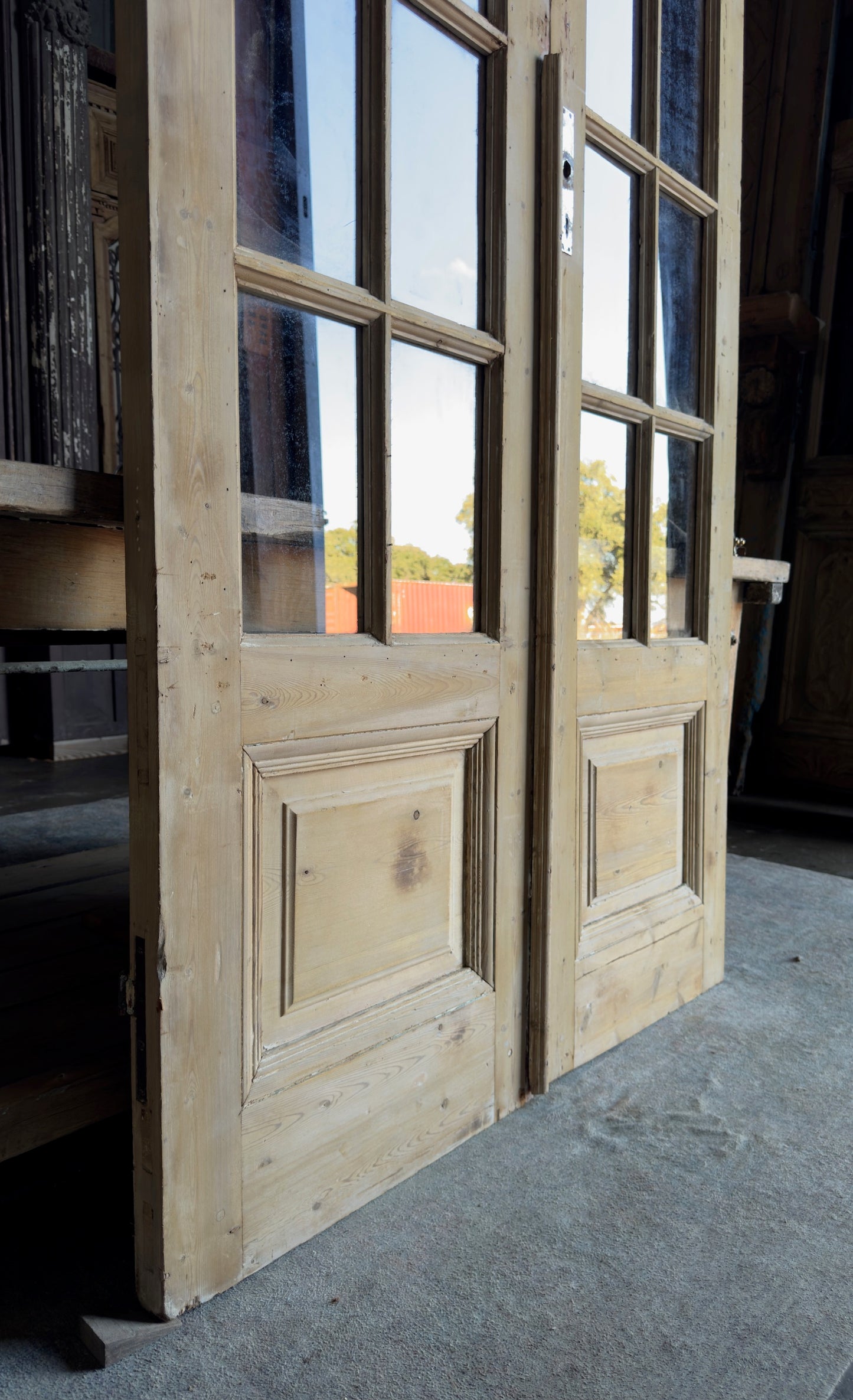 12 Lite Glass Antique French Doors - 47x99 - L125