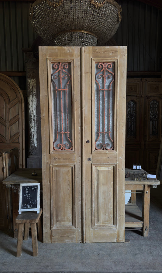 Elegant Antique Iron French Doors - 40.75x95 - L290
