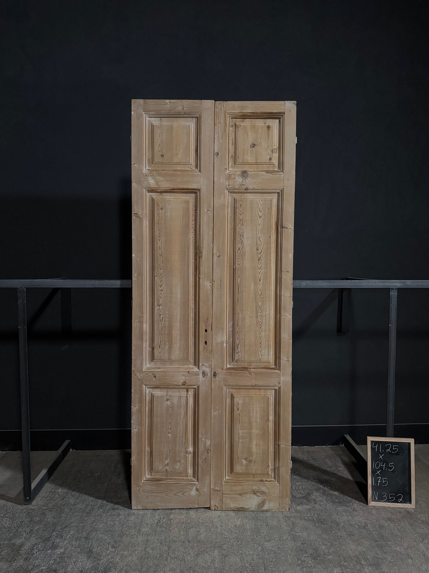 Antique 3 Panel Solid Double Doors - 41.25x104.5 - N352