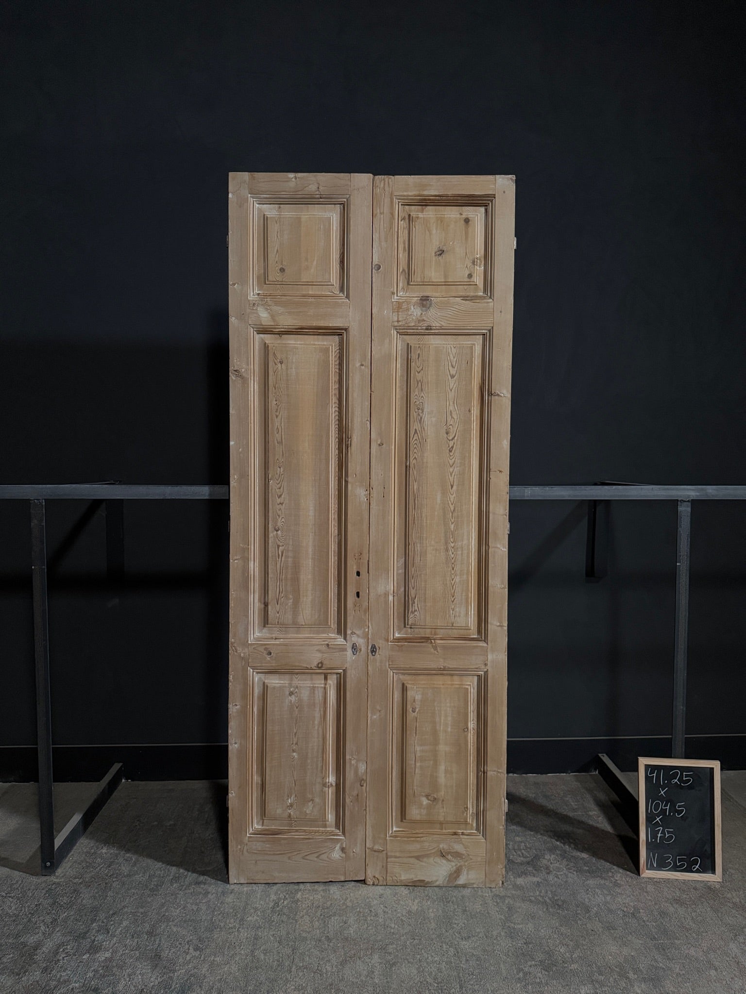 Antique 3 Panel Solid Double Doors - 41.25x104.5 - N352