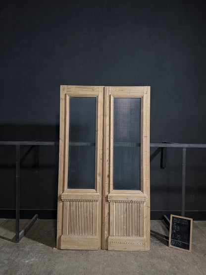 Antique Fluted 1 Lite French Doors - 52.25x93 - N712