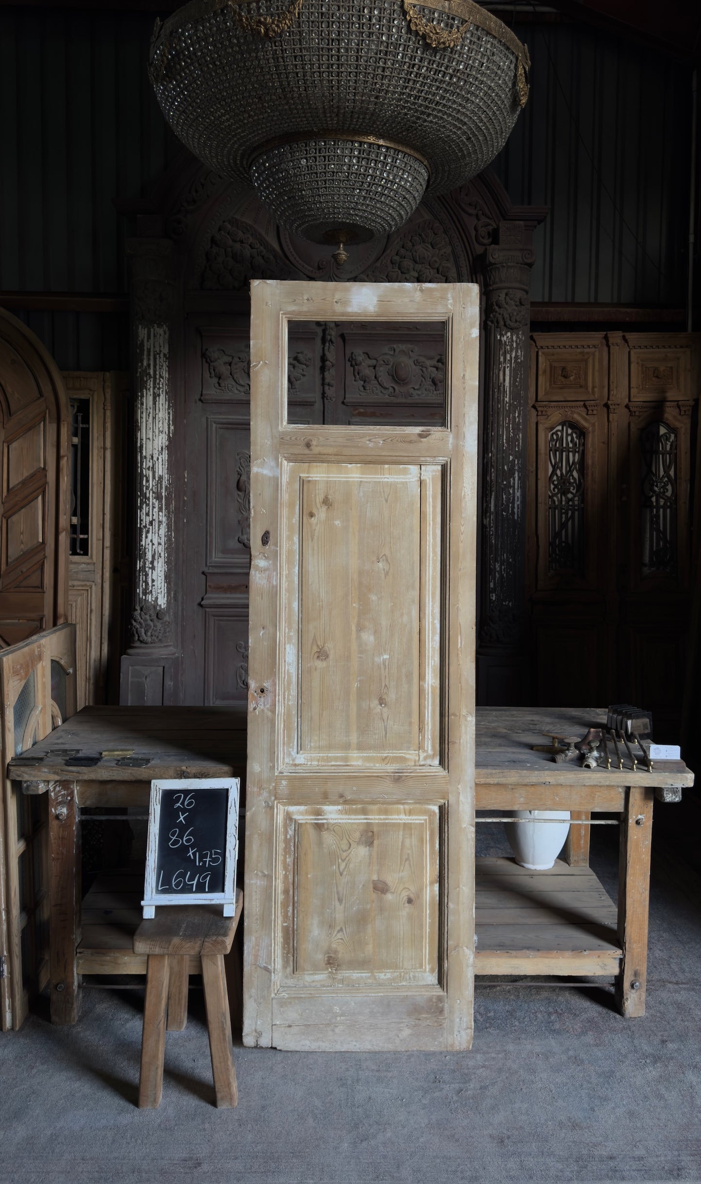 Antique 3 Panel Door - 26x86 - L649