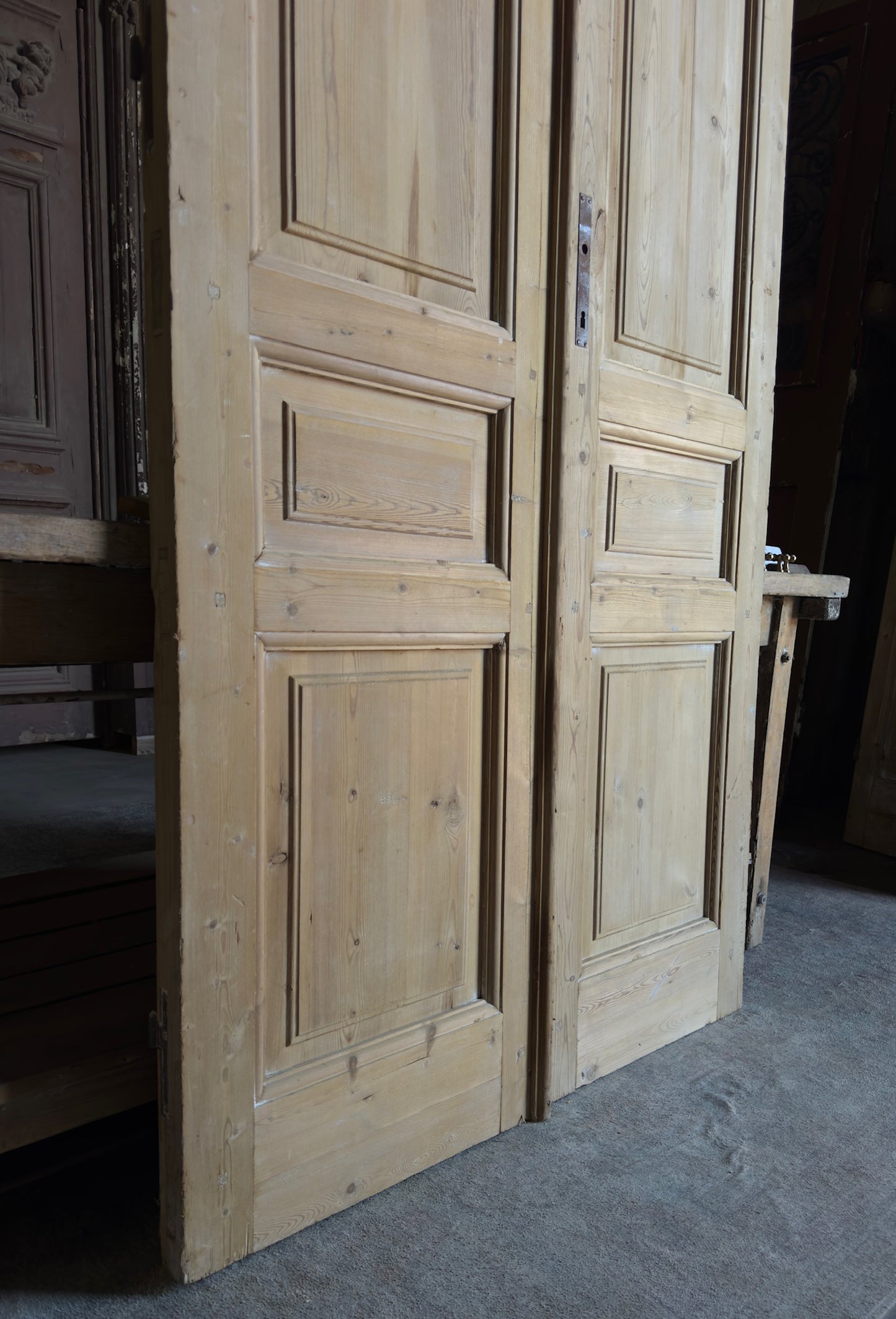 3 Panel Antique Solid French Doors - 44x94 - L320